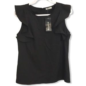 NWT BEYOVE RUFFLE-SLEEVELESS TOP SIZE M
